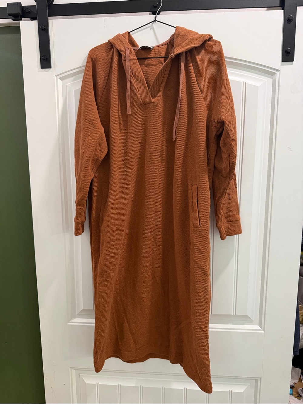 Wrap London Rust Hooded Maxi Dress size 10 100% cotton